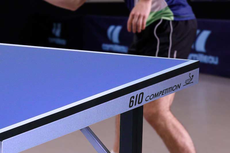 Corner of the Cornilleau Competition 610 table tennis table, ITTF approved